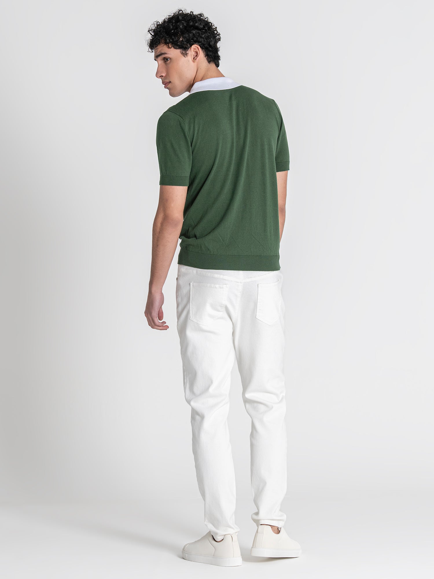 Green Column Knit Polo