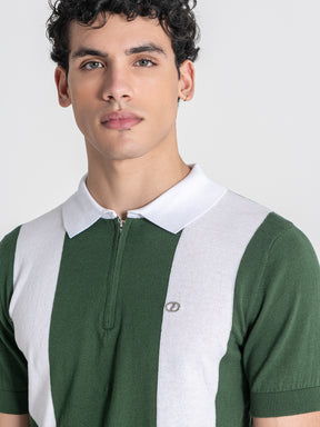 Green Column Knit Polo