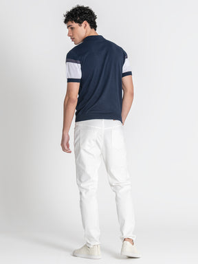 Navy Blue Block Knit Polo