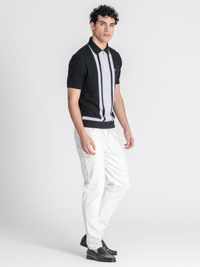 Black Column Knit Polo
