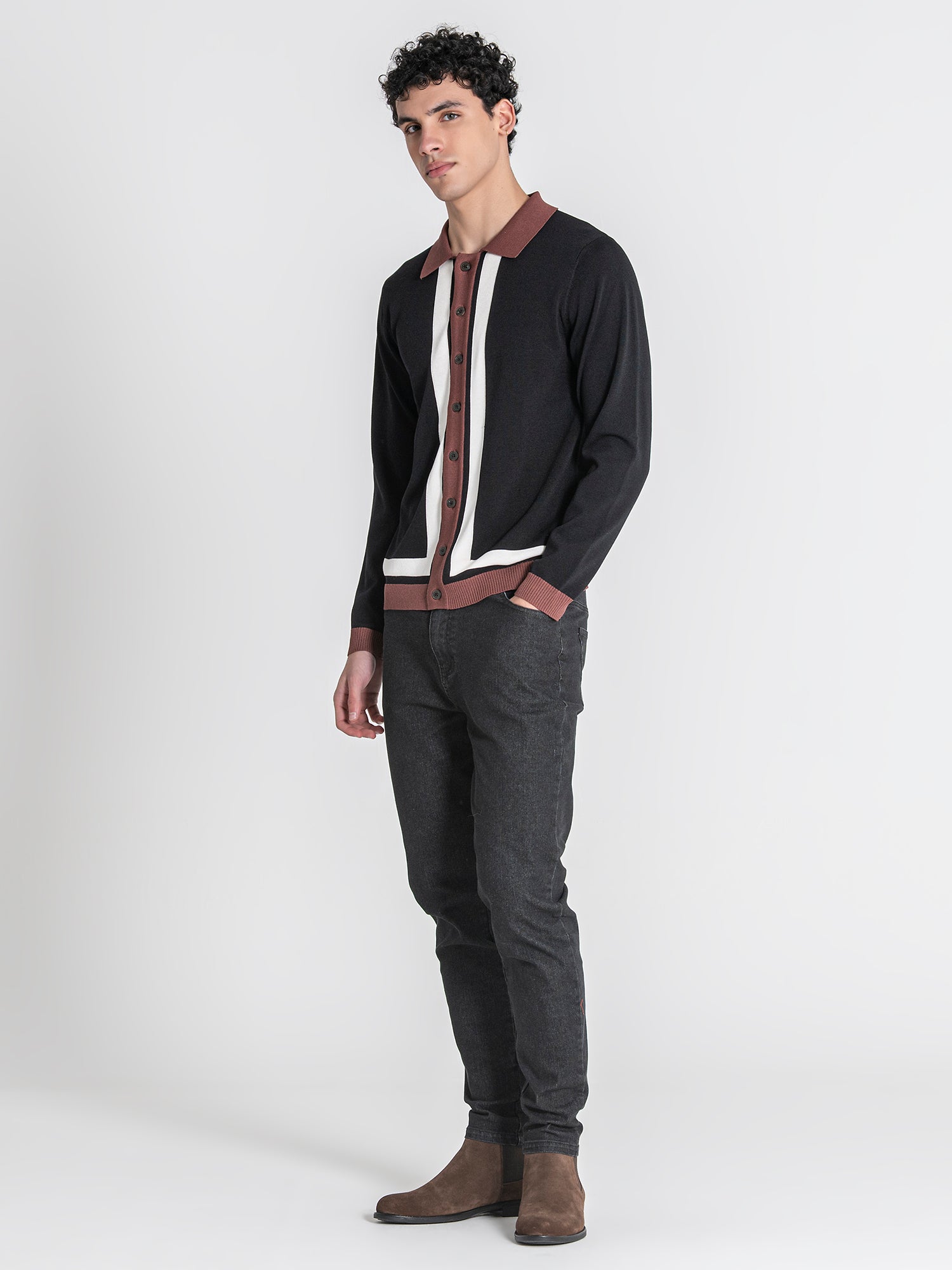 Black Frame Knit Shirt