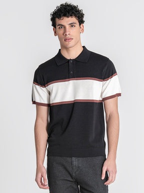 Black Block Knit Polo