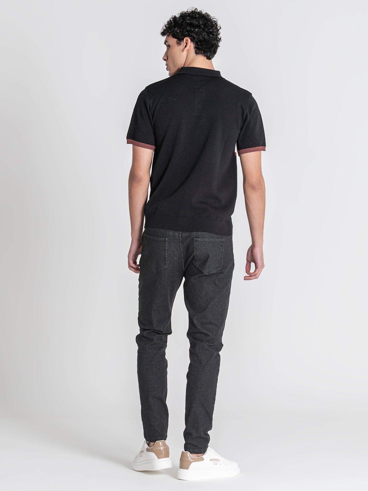 Black Block Knit Polo