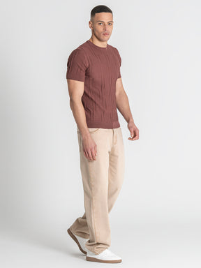 Brown Dimension Knit Tee