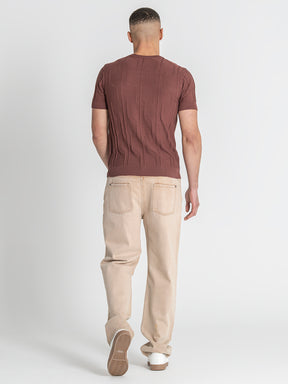 Brown Dimension Knit Tee