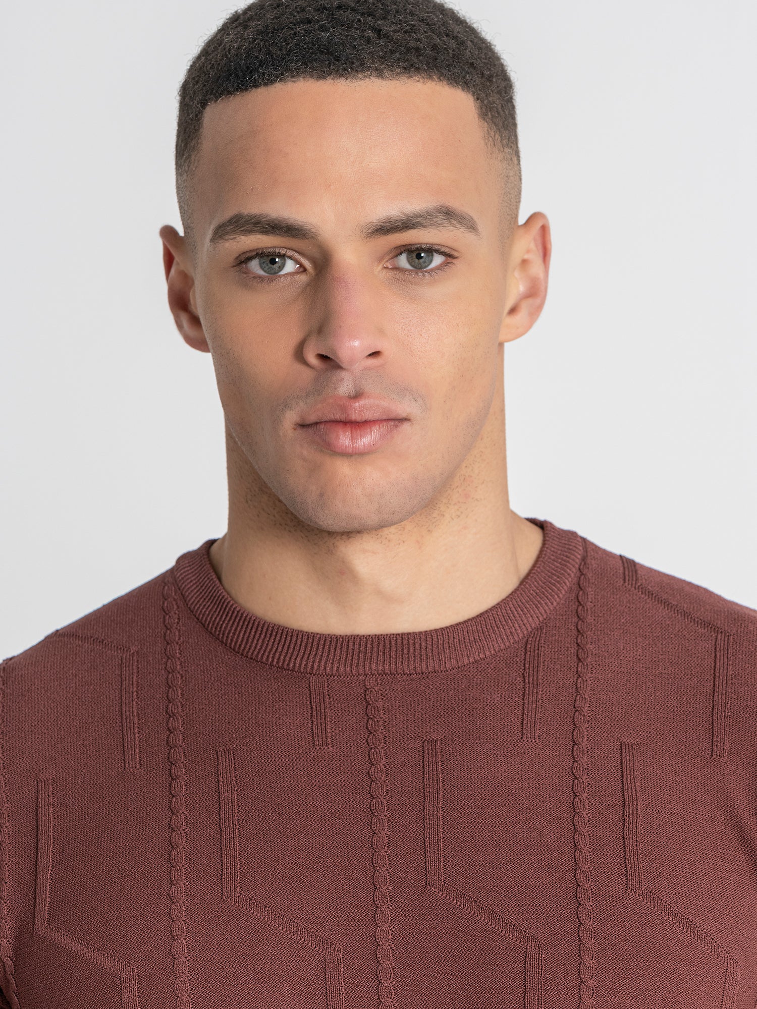 Brown Dimension Knit Tee