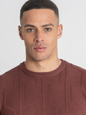 Brown Dimension Knit Tee