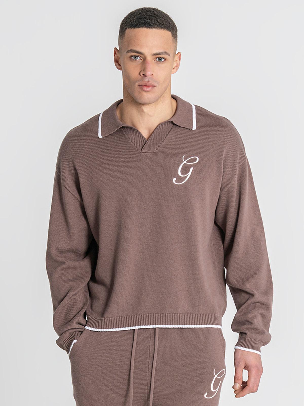 Brown G Knit Sweater Polo