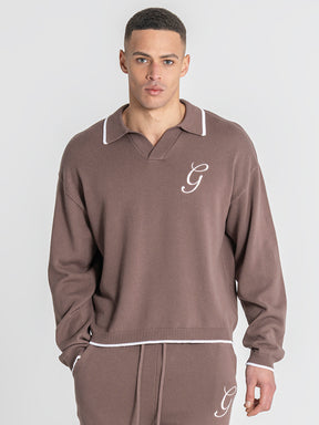 Brown G Knit Sweater Polo