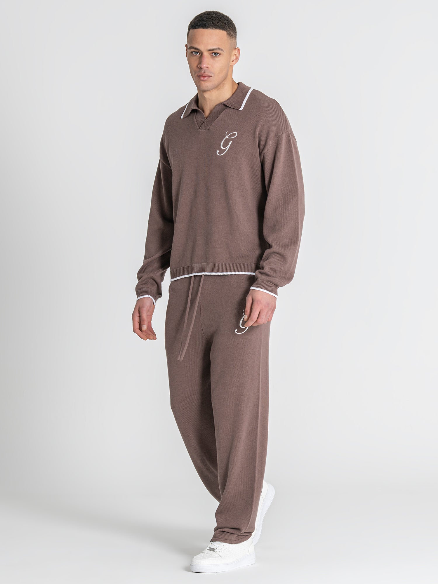 Brown G Knit Sweater Polo