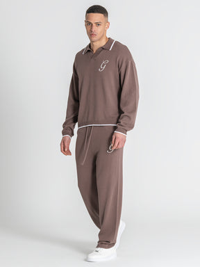 Brown G Knit Sweater Polo