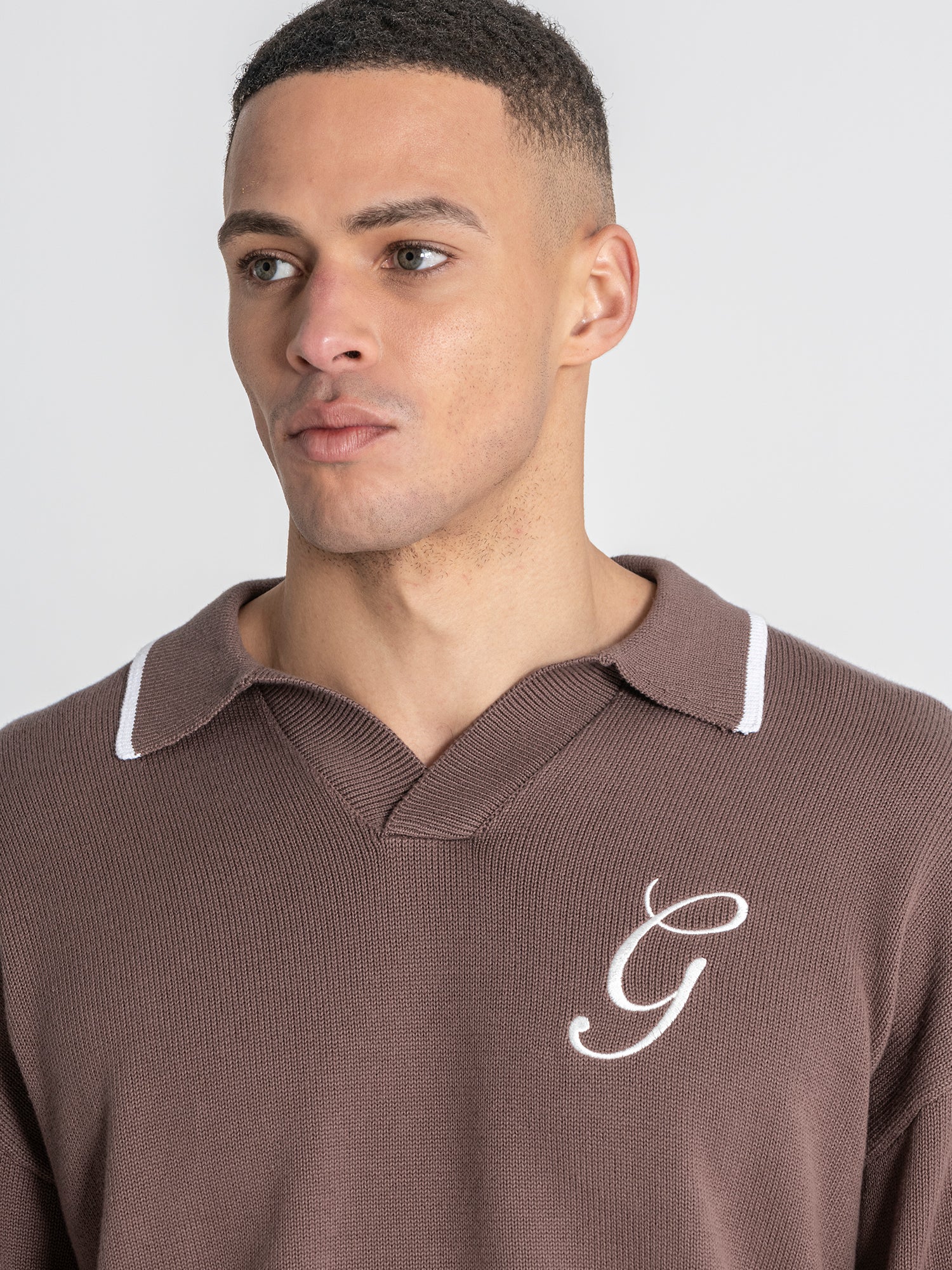 Brown G Knit Sweater Polo