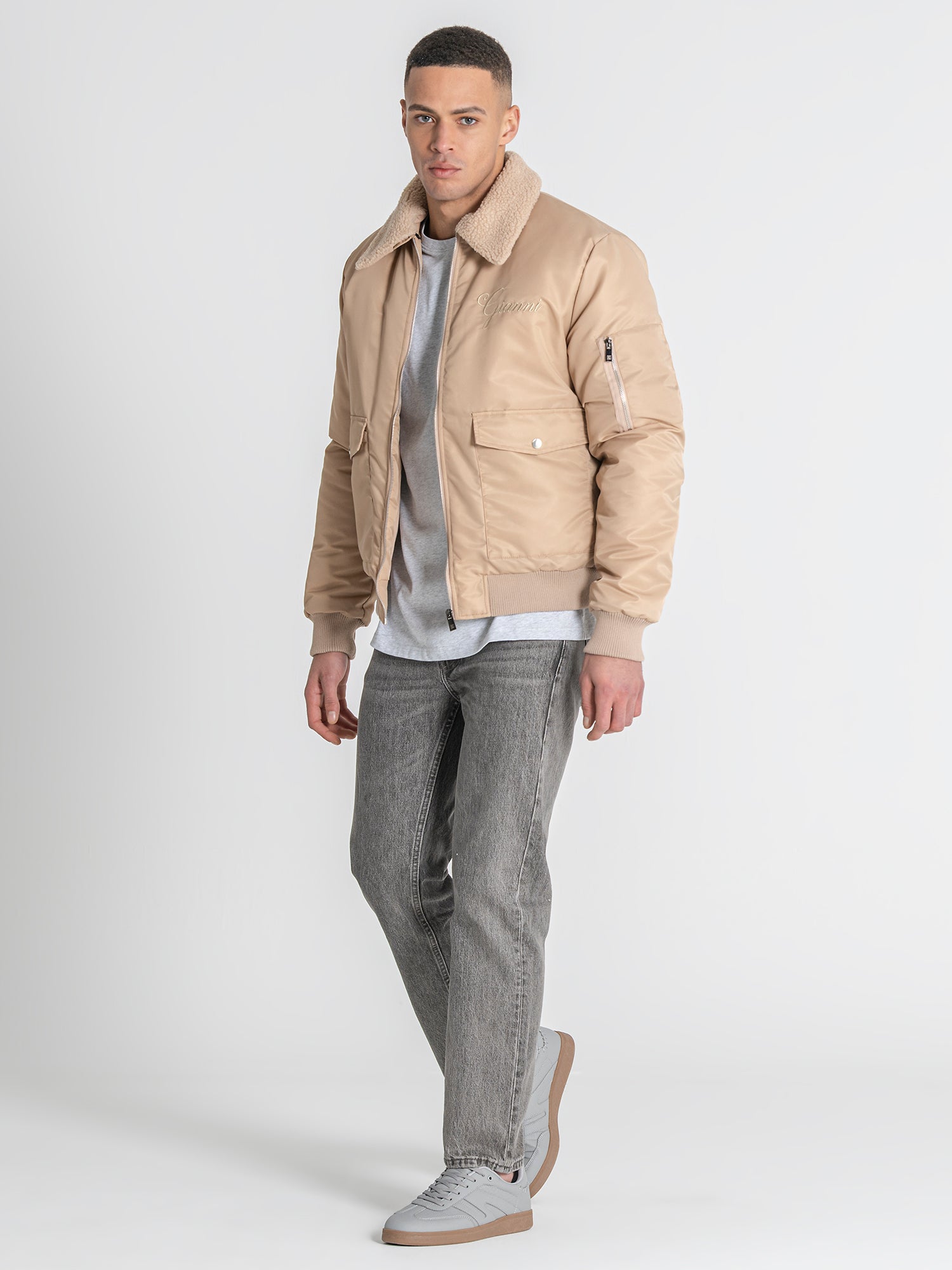 Beige Gianni Bomber Jacket