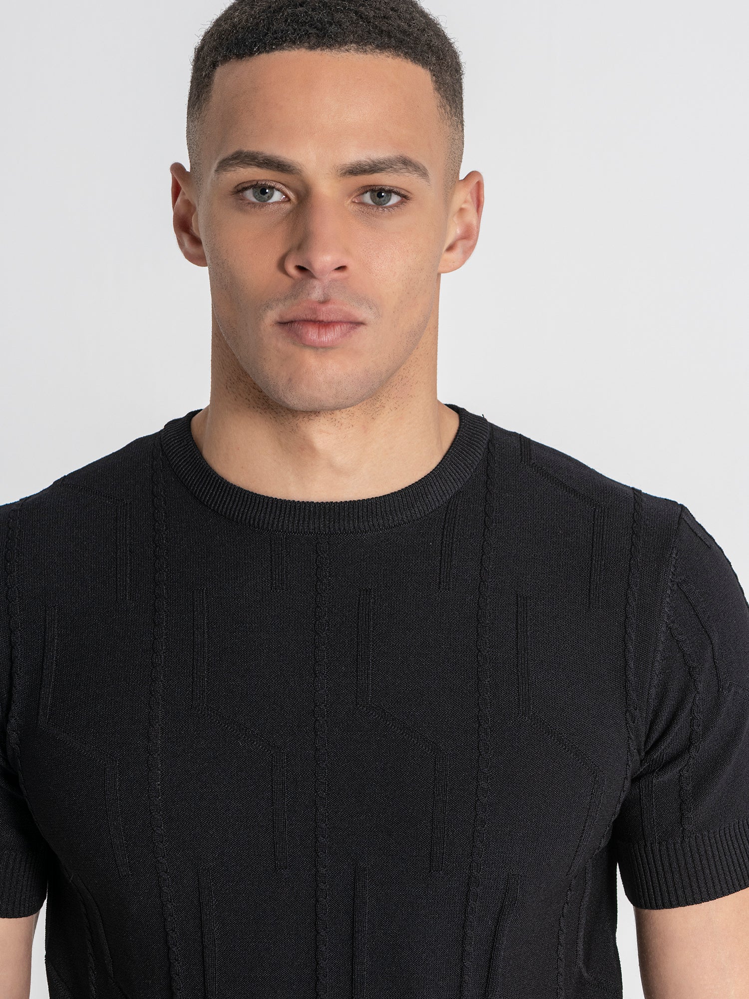 Black Dimension Knit Tee