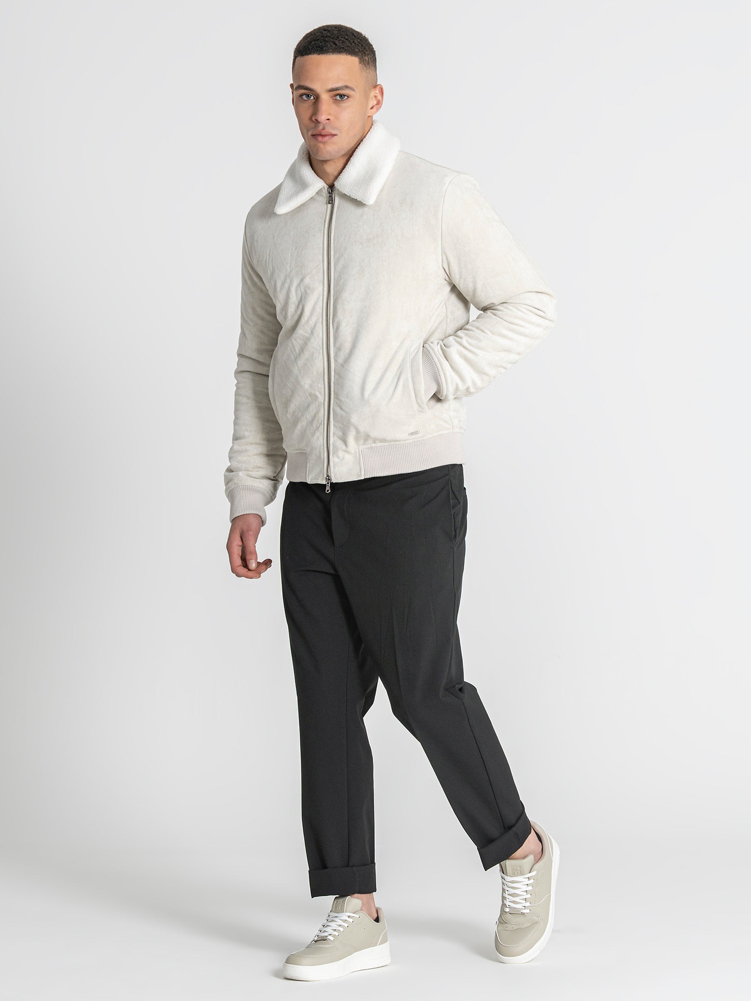 White Timeless Aviator Jacket