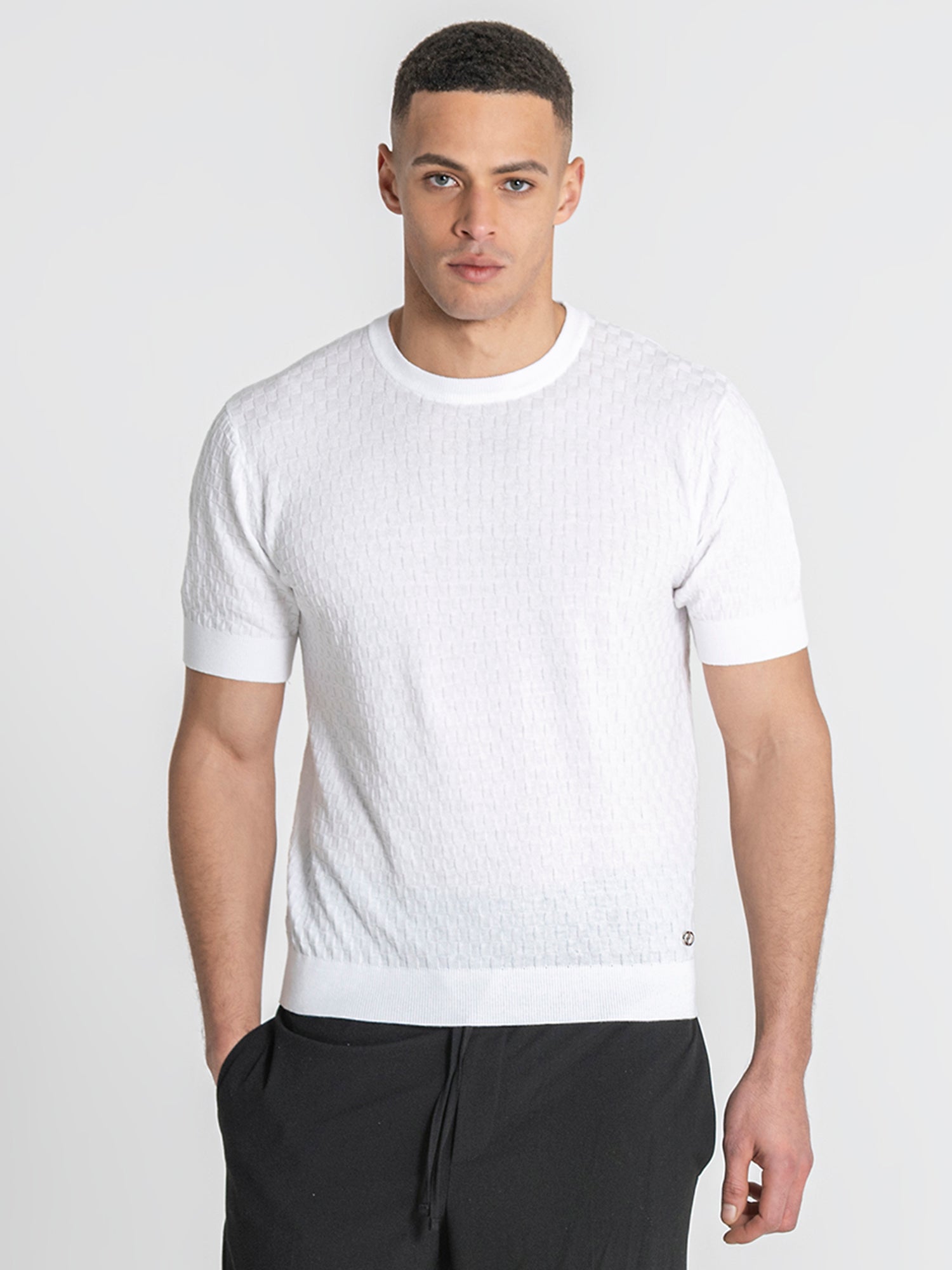White Squared Knit Tee