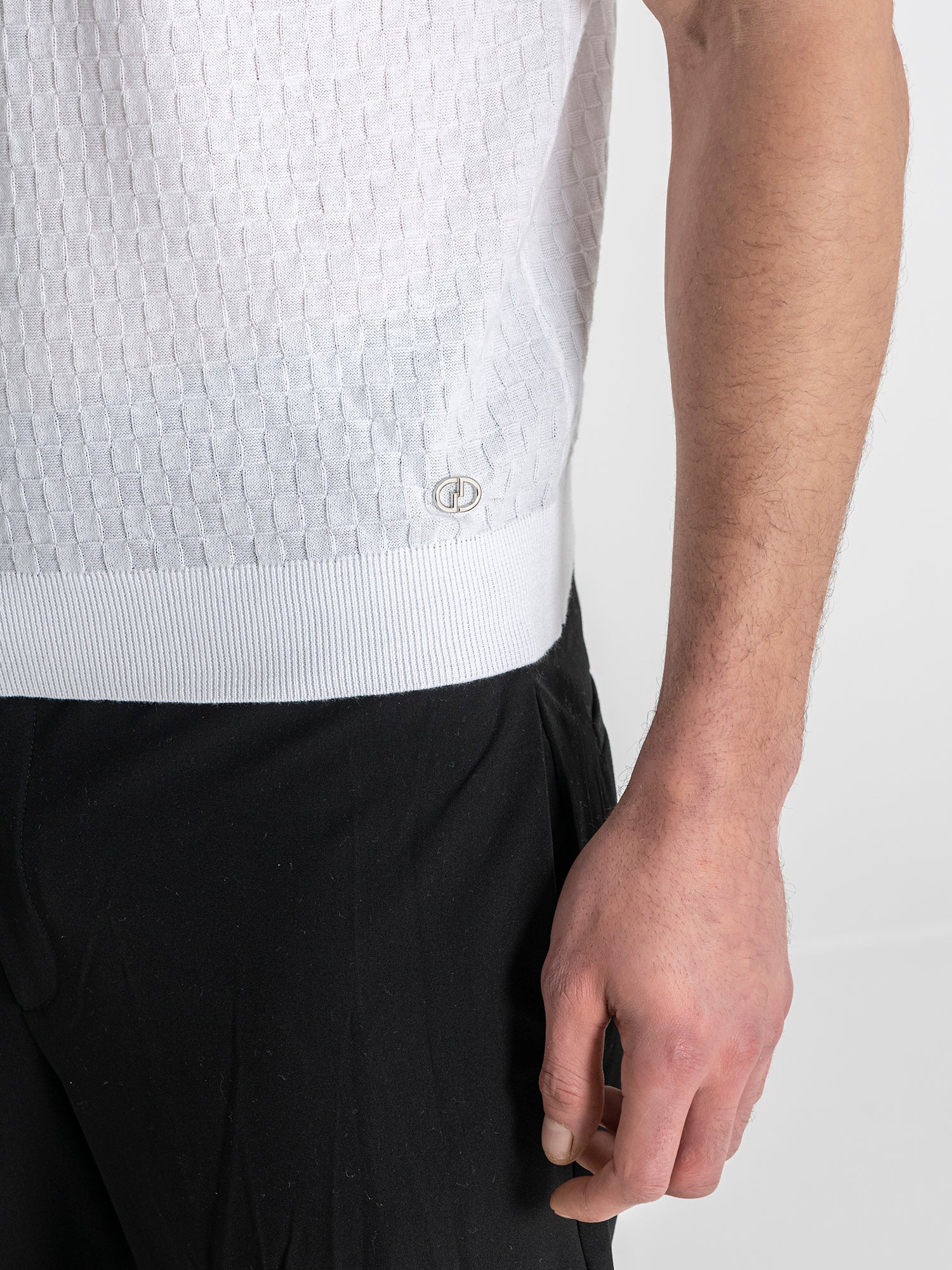 White Squared Knit Tee