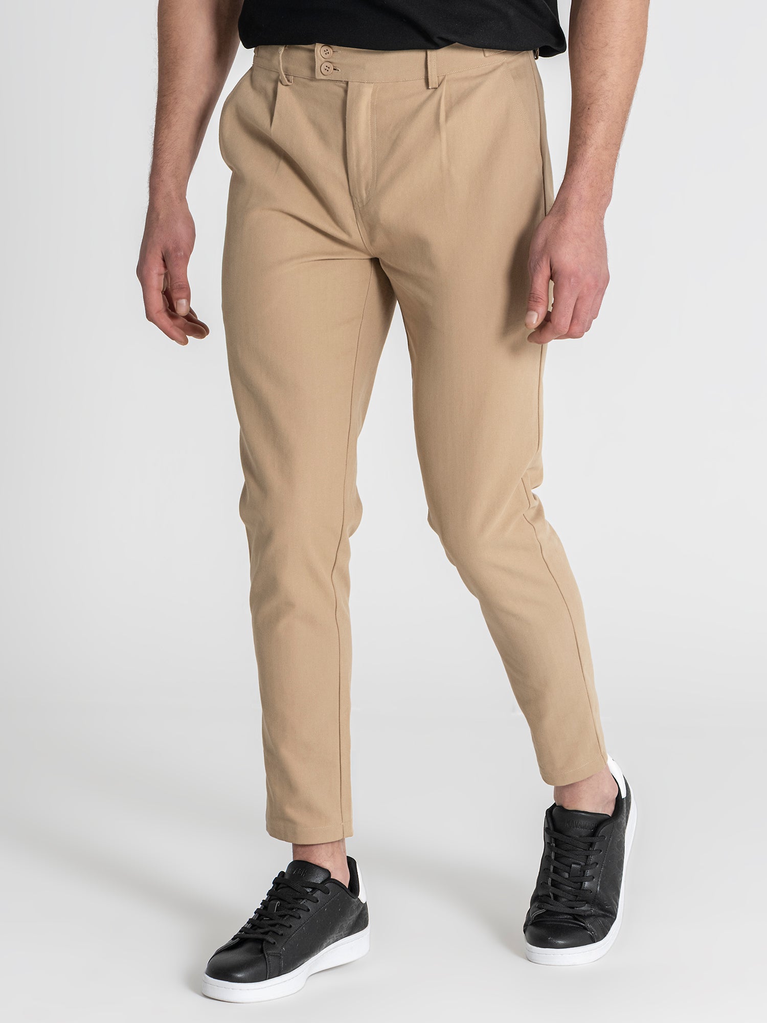 Taupe Pleated Chino Pants