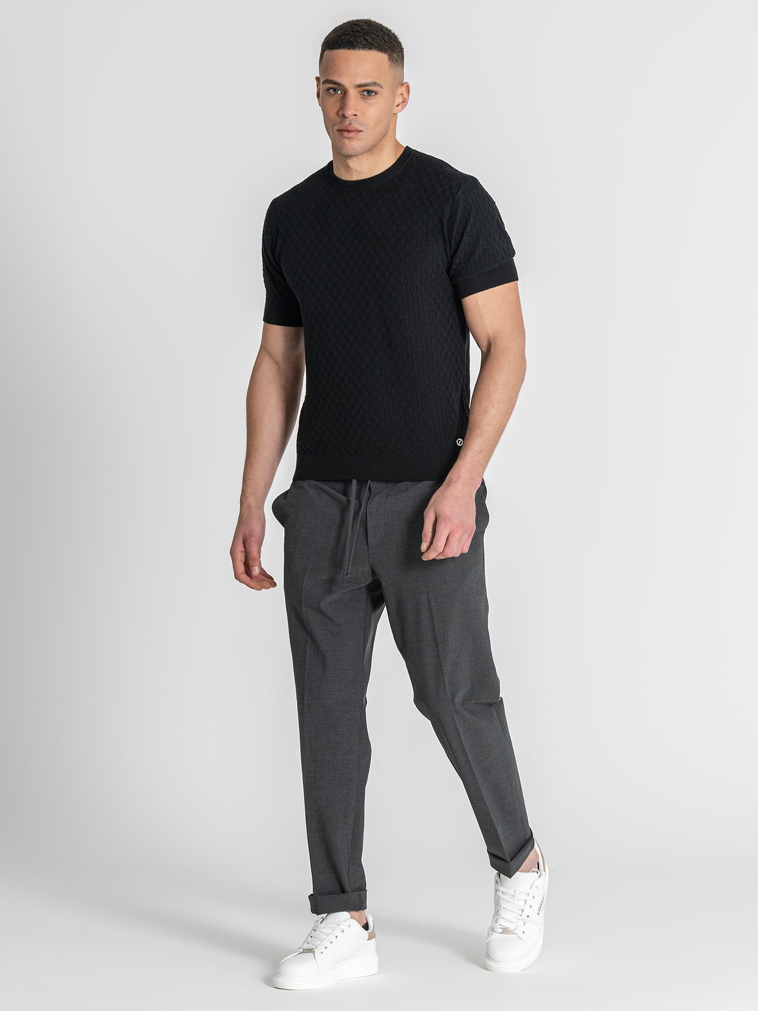 Black Squared Knit Tee