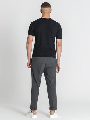 Black Squared Knit Tee