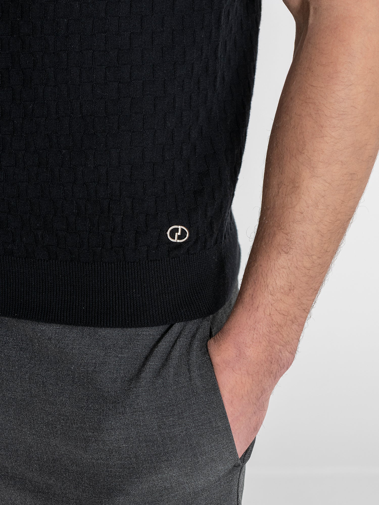 Black Squared Knit Tee