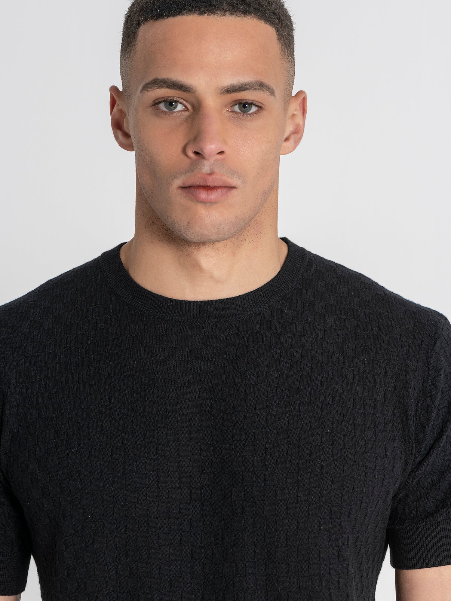 Black Squared Knit Tee