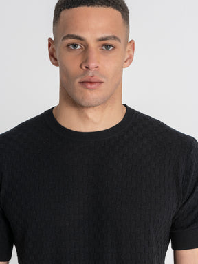 Black Squared Knit Tee