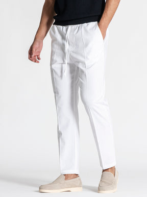 White GG Linen Pants