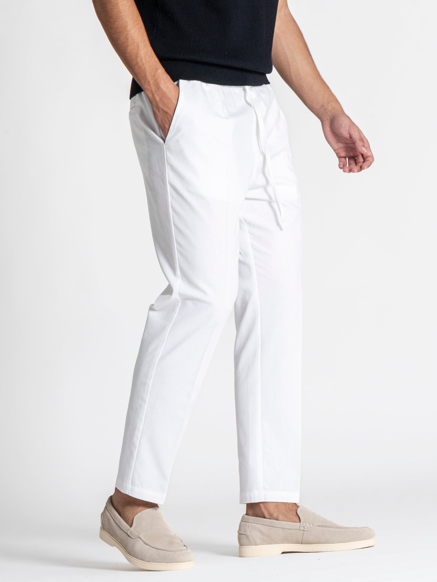 White GG Linen Pants