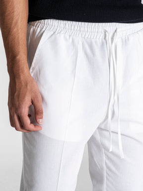 White GG Linen Pants