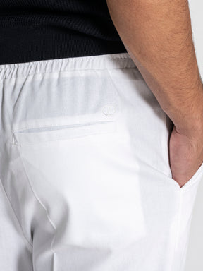 White GG Linen Pants