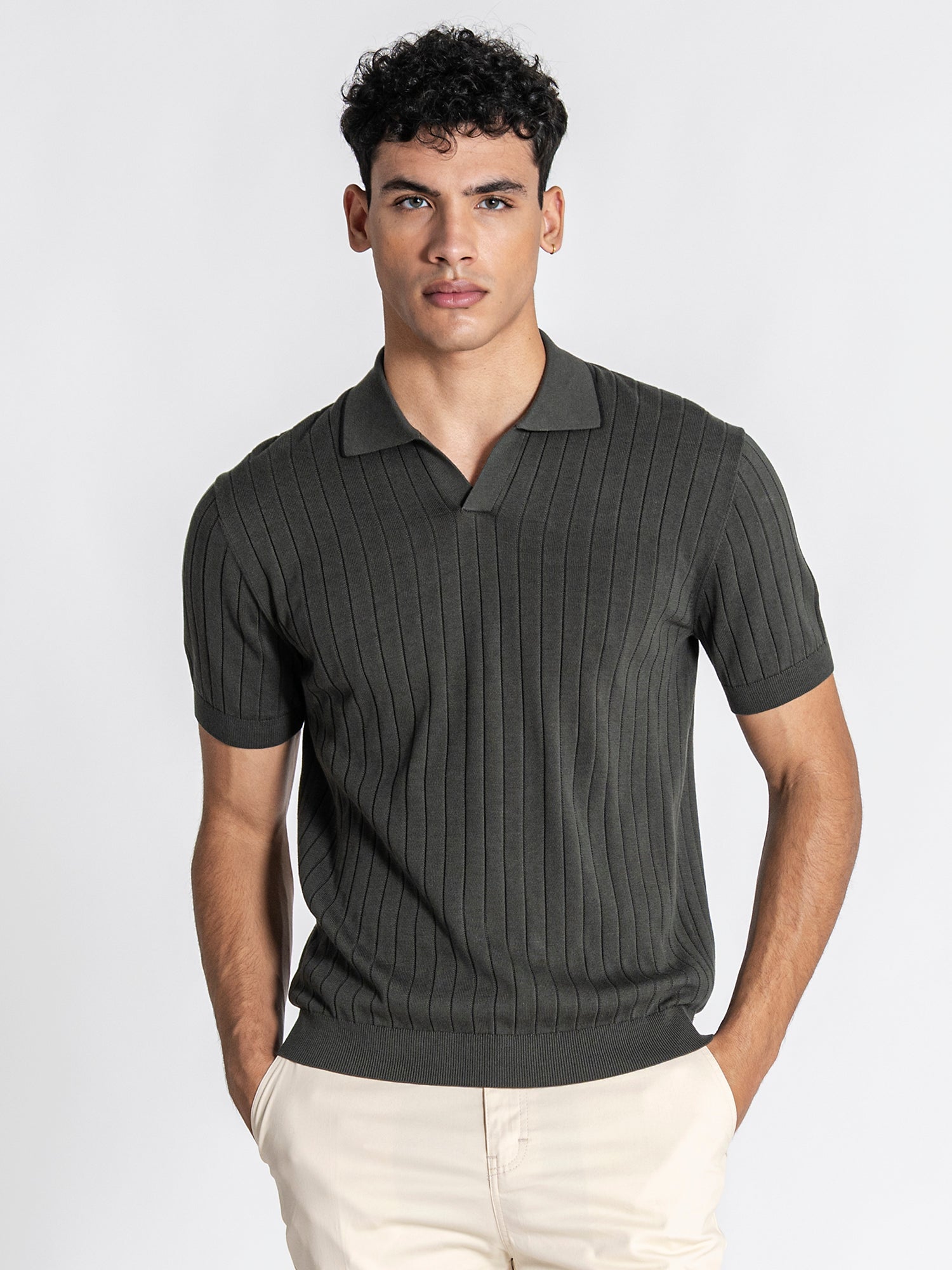 Green GG Knit "V" Polo