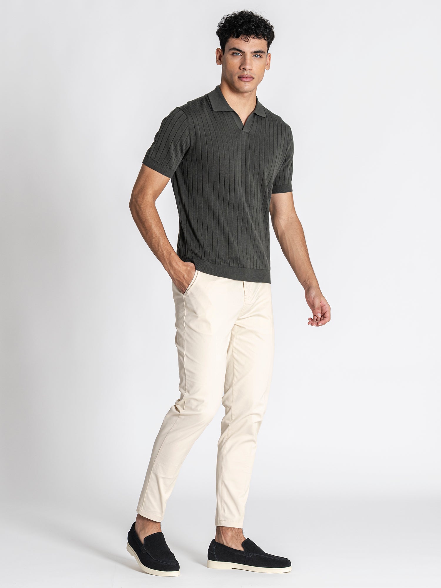 Green GG Knit "V" Polo