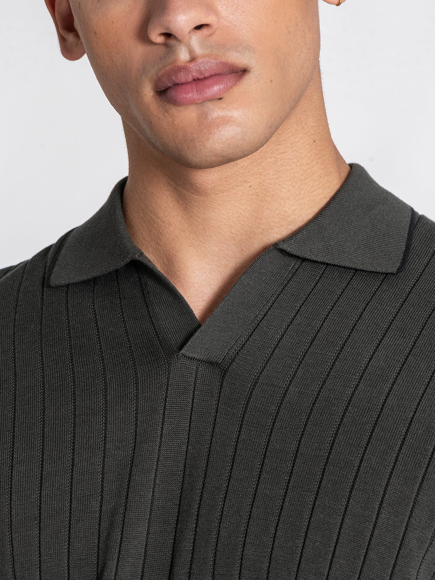 Green GG Knit "V" Polo