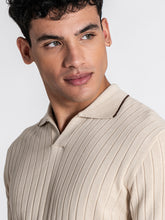 Beige GG Knit "V" Polo