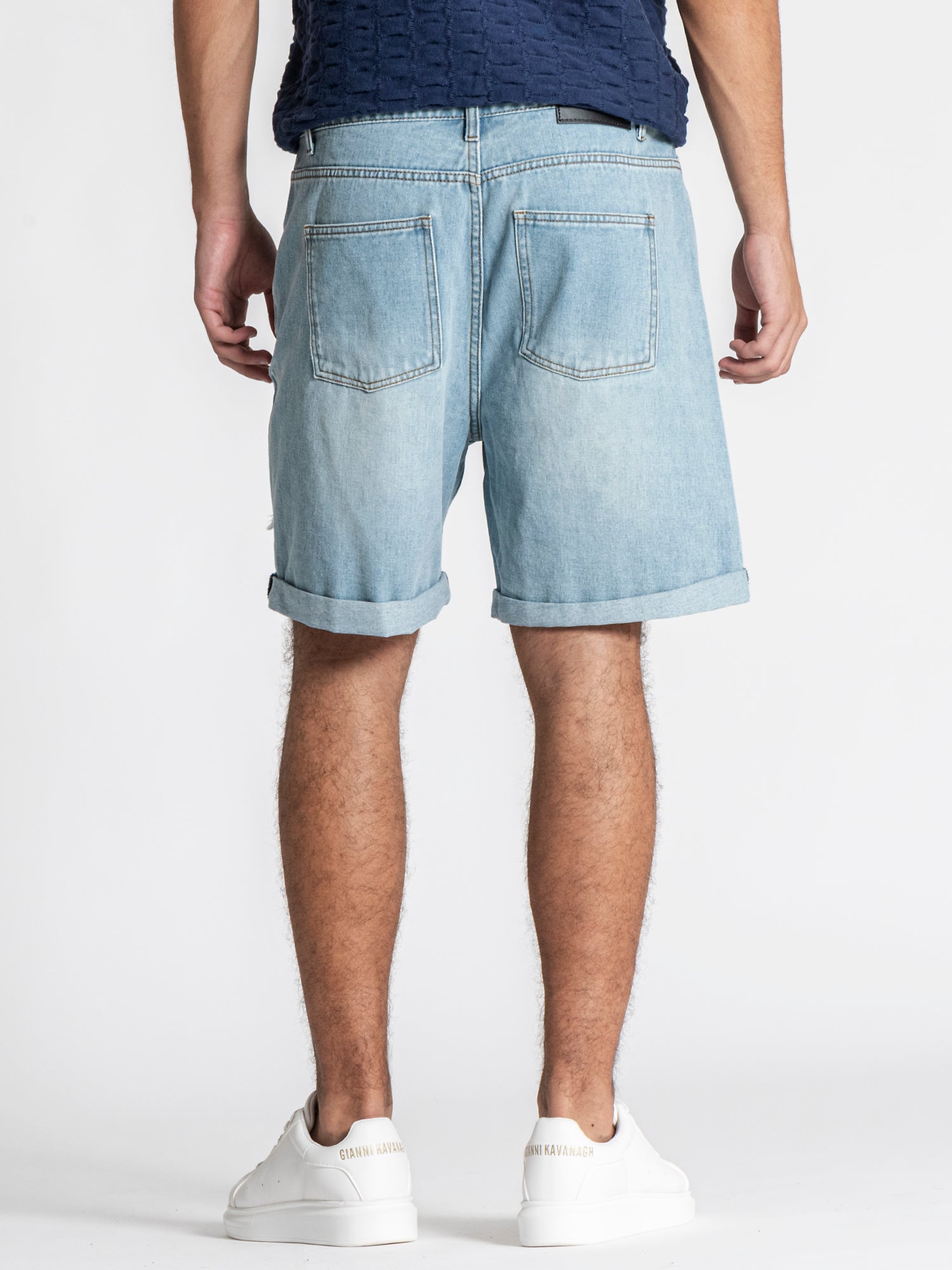 Light Blue Fray Denim Shorts