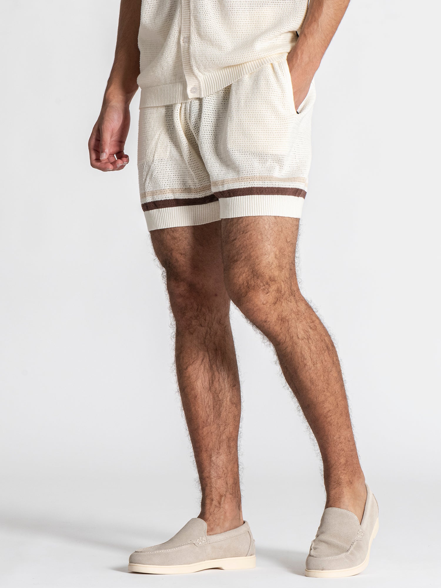 White Striped Knit Set