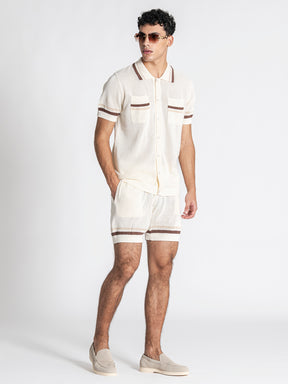 White Striped Knit Set