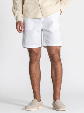 White GG Linen Shorts
