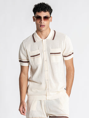 White Striped Knit Set