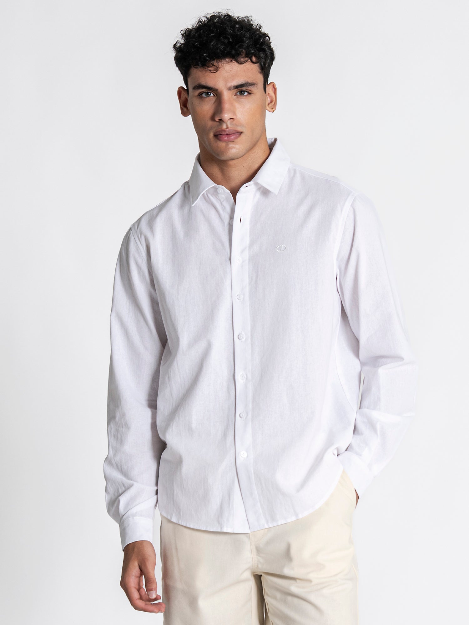 White GG Linen Shirt