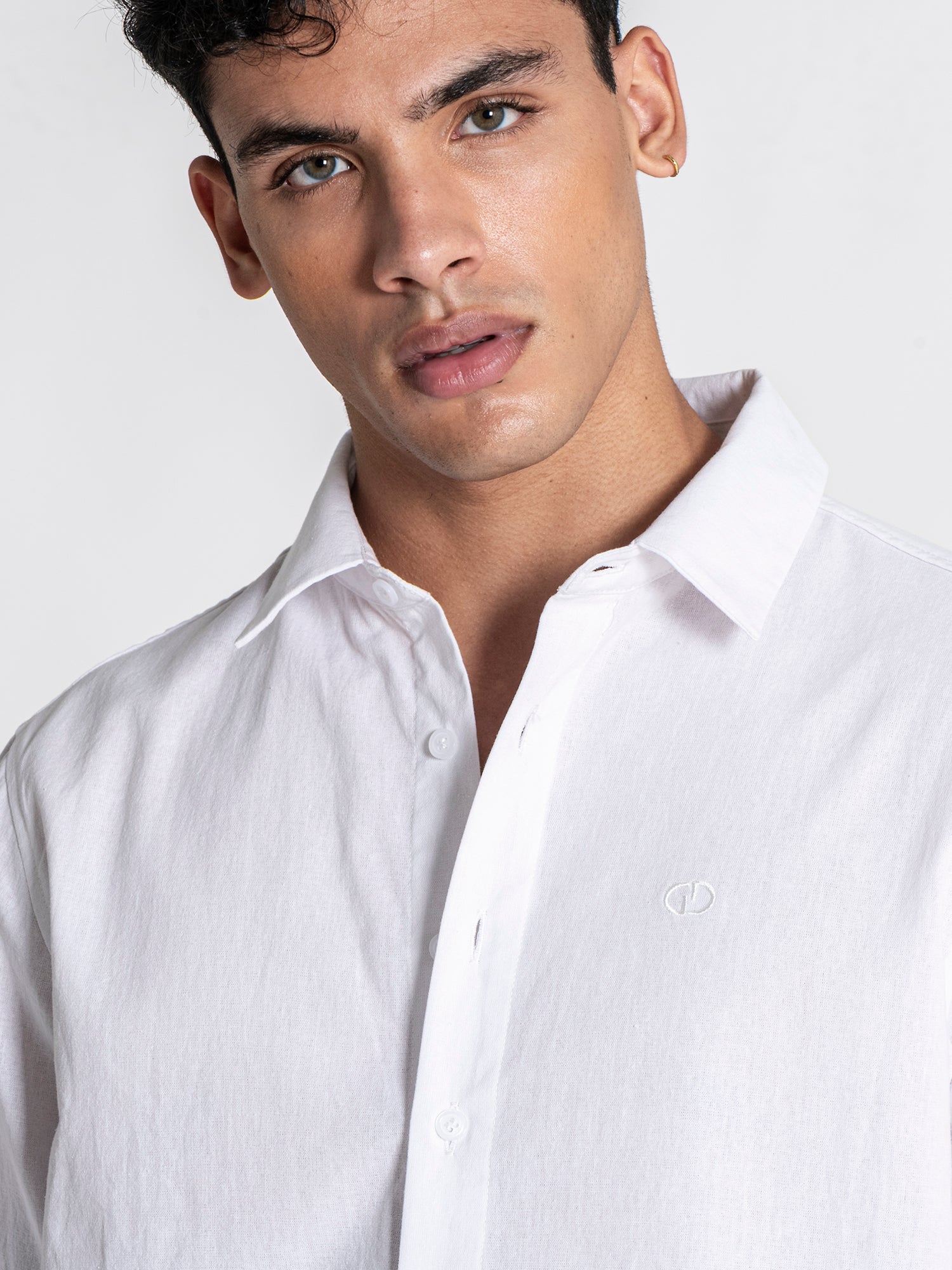 White GG Linen Shirt