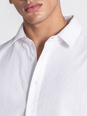 White GG Linen Shirt