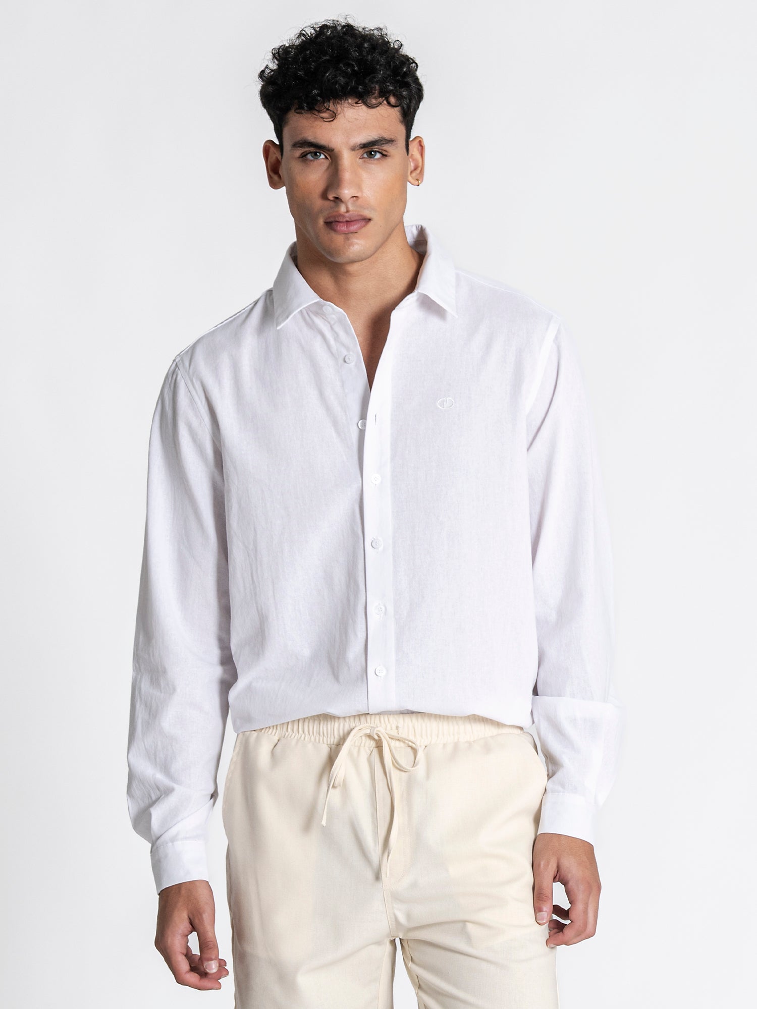 White GG Linen Shirt