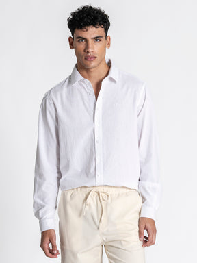 White GG Linen Shirt