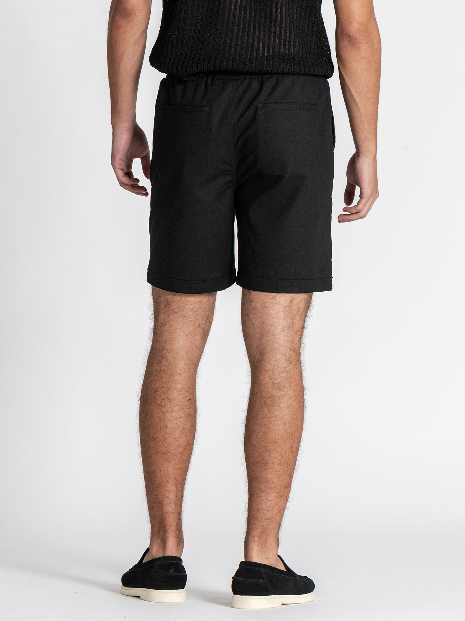 Black GG Linen Shorts