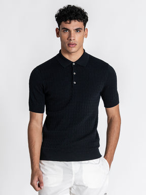 Navy Blue GG Knit Polo