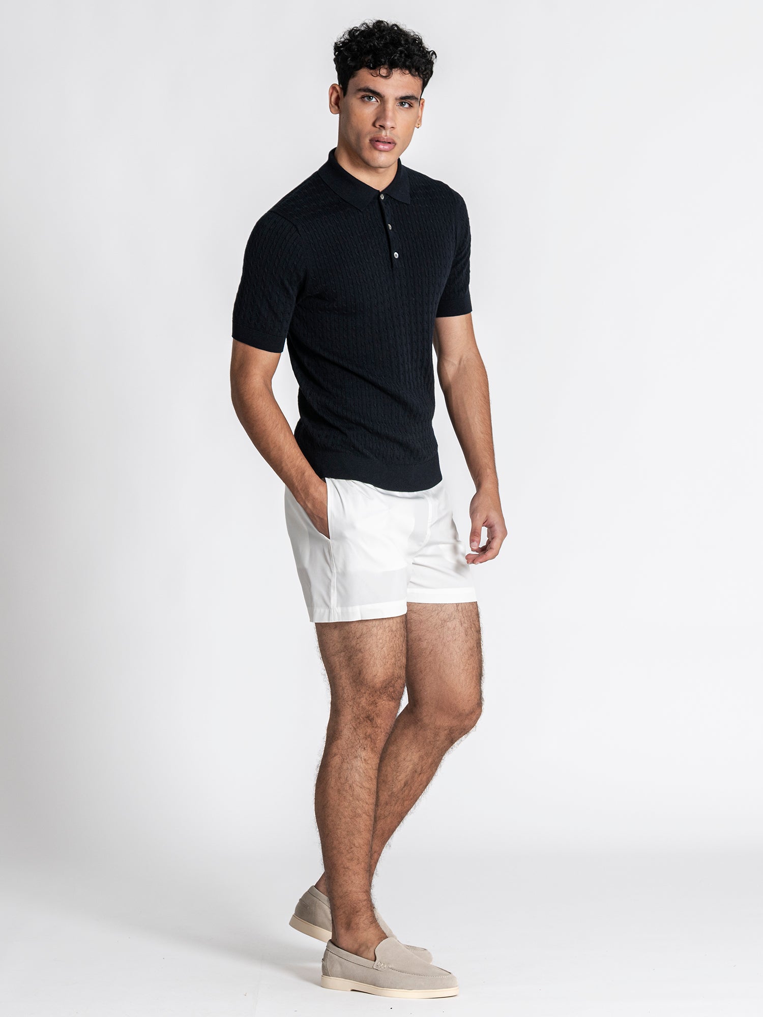 Navy Blue GG Knit Polo