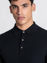 Navy Blue GG Knit Polo