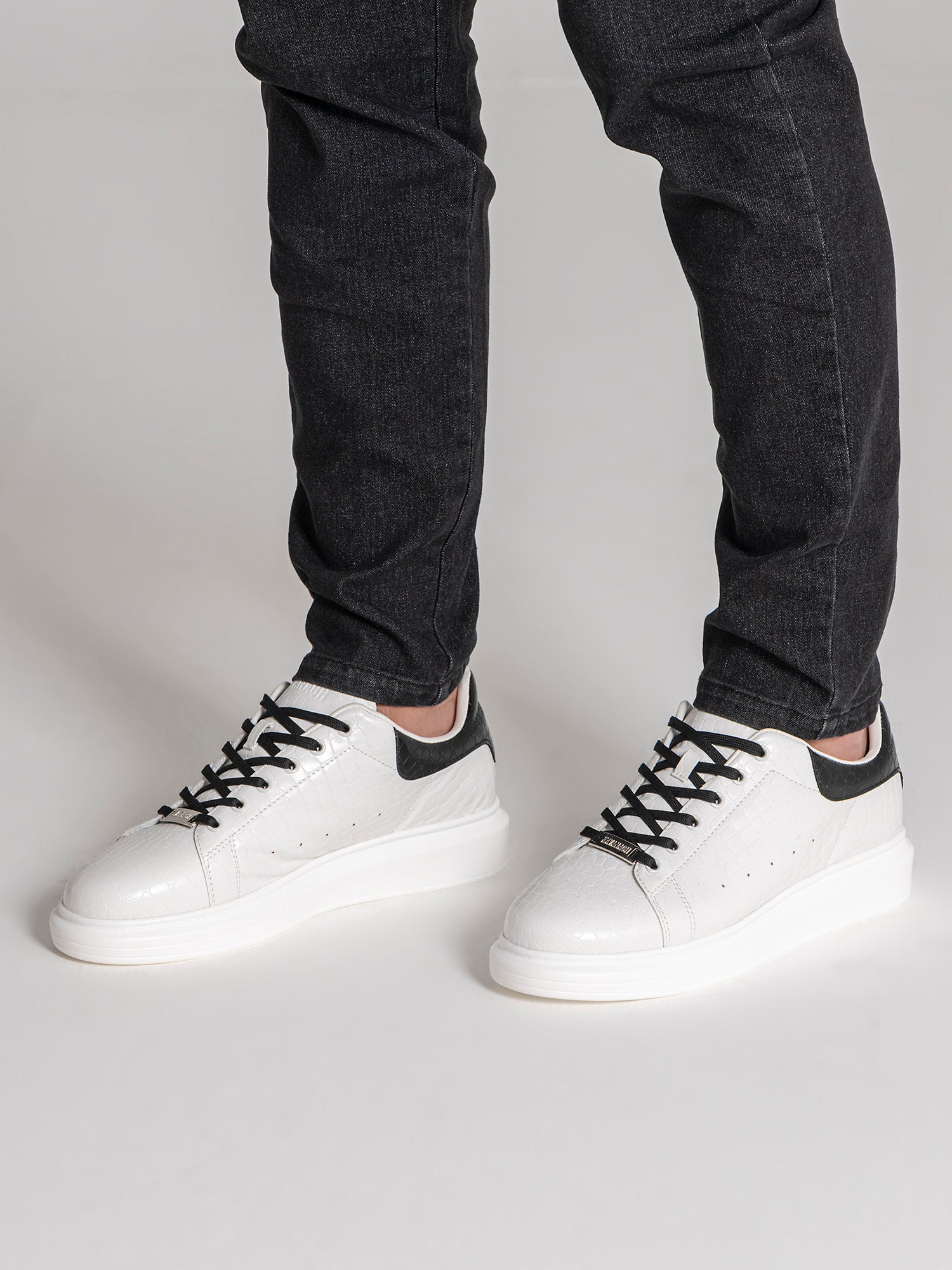 White Elevated Block Sneakers